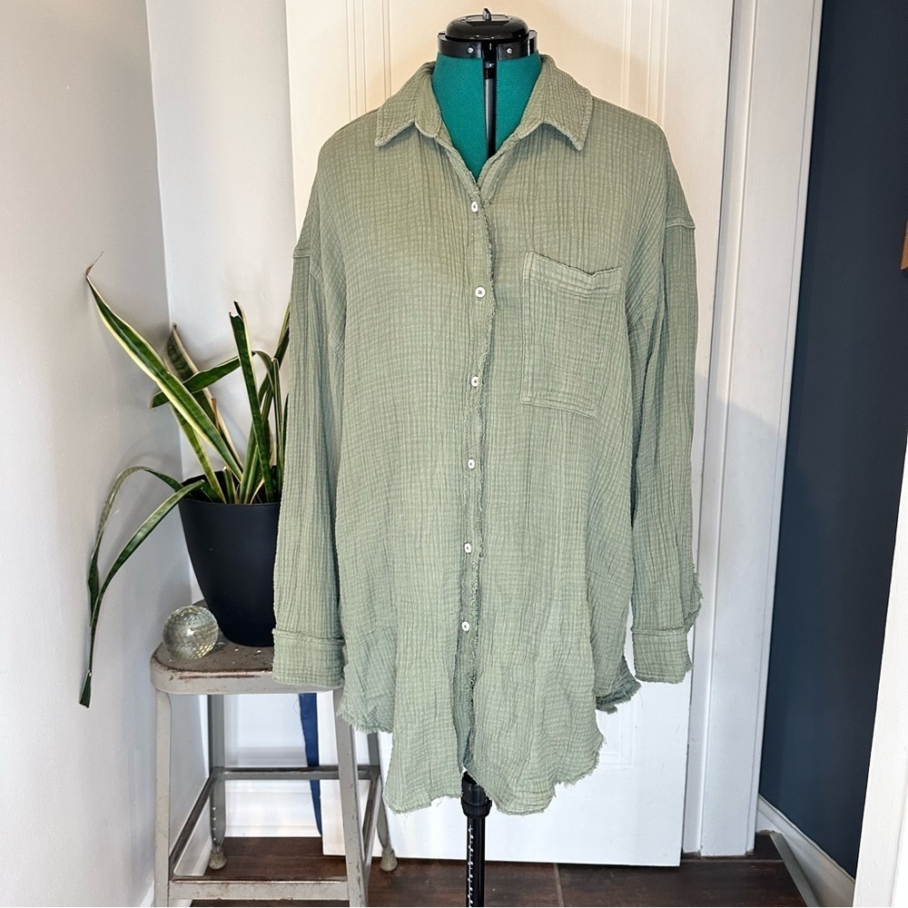 Aerie Gauze Tunic green medium